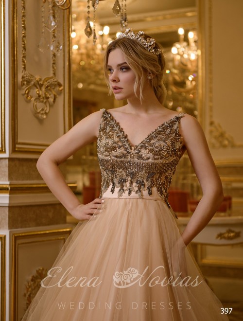 Wedding dress embroidered with dark beads from " ElenaNovias» 397